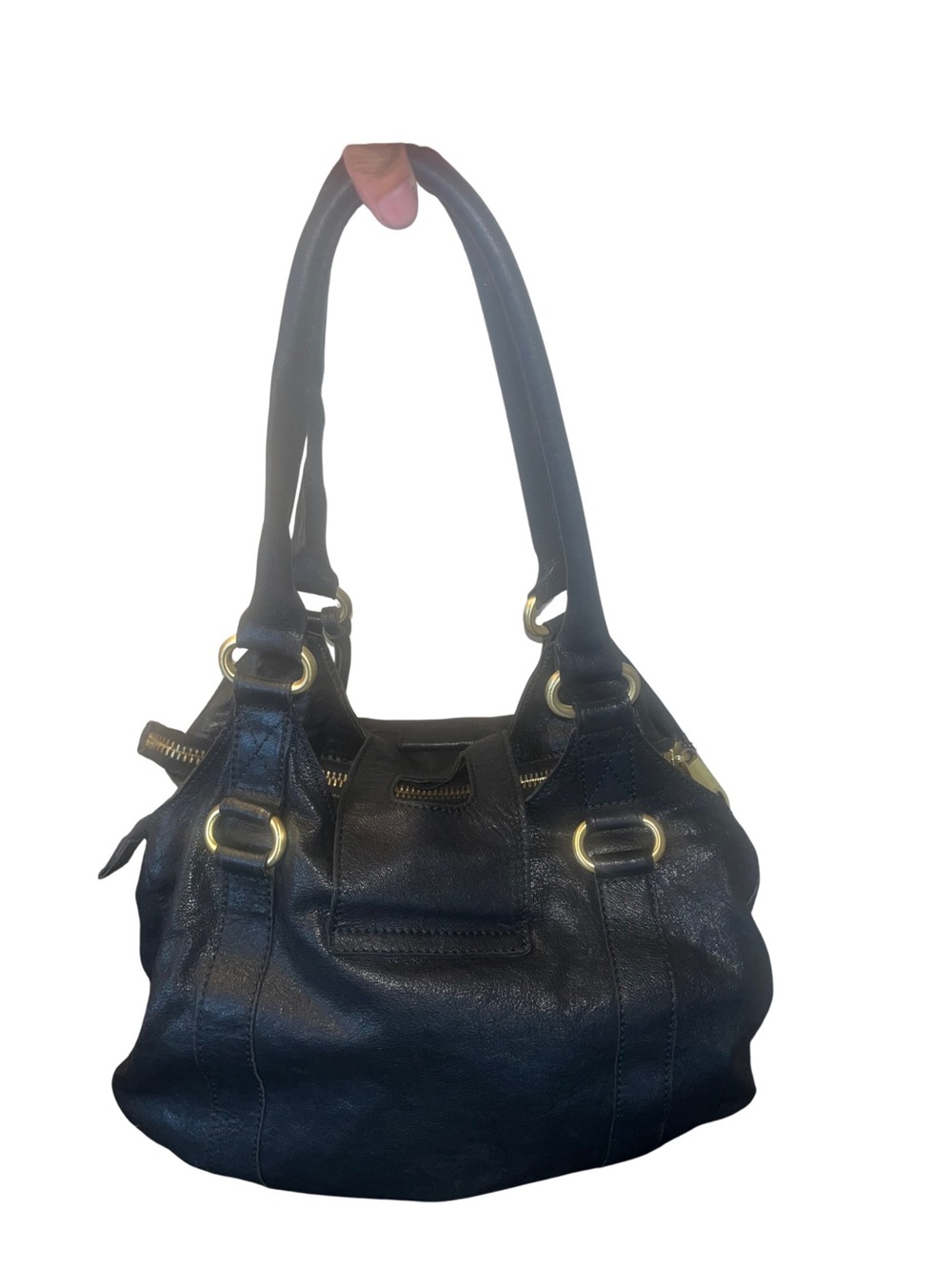 Badgley Mischka Vintage Black Leather Shoulder Bag - Picture 4 of 12